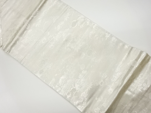 JAPANESE KIMONO / VINTAGE NAGOYA OBI / WOVEN SHOCHIKUBAI & TEMPLE